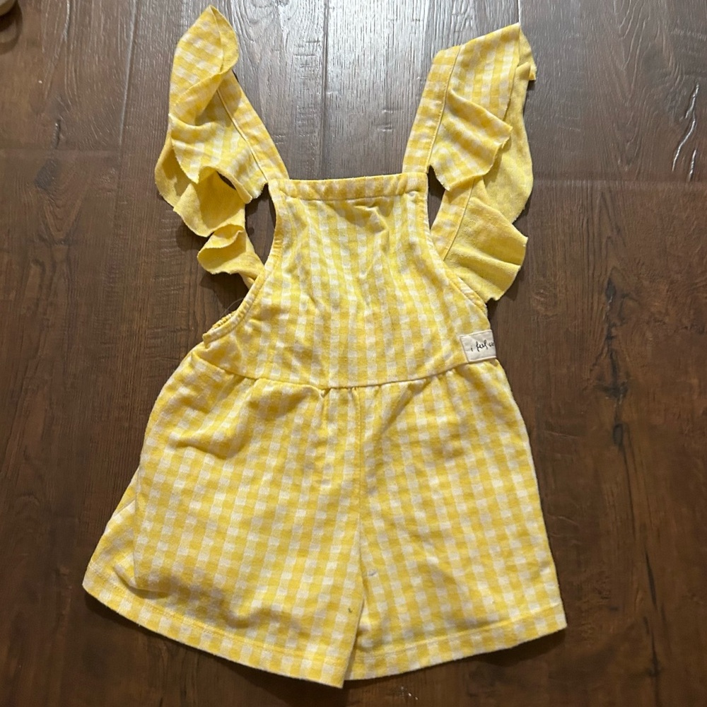 Zara Toddler Yellow Gingham "I Feel Unique" Romper